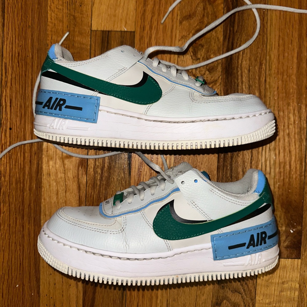 Nike air forces blue and green